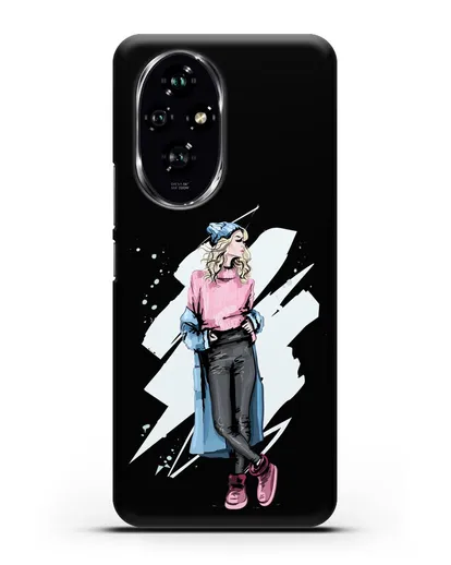 Чехол Девушка блондинка в уггах и пальто силиконовый для Honor 200