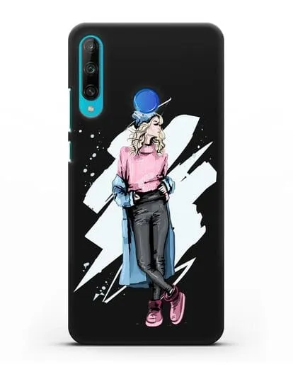 Чехол Девушка блондинка в уггах и пальто силиконовый для Honor 9C