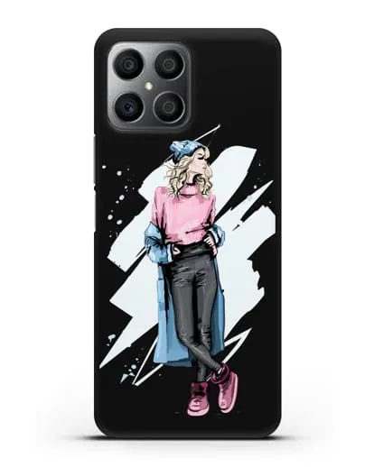 Чехол Девушка блондинка в уггах и пальто силиконовый для Honor X8