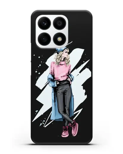 Чехол Девушка блондинка в уггах и пальто силиконовый для Honor X8a