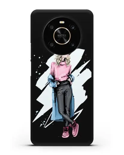 Чехол Девушка блондинка в уггах и пальто силиконовый для Honor X9