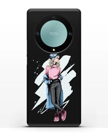 Чехол Девушка блондинка в уггах и пальто силиконовый для Honor X9a