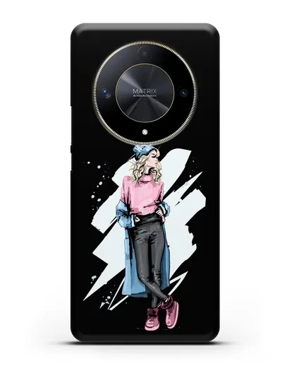Чехол Девушка блондинка в уггах и пальто силиконовый для Honor X9b