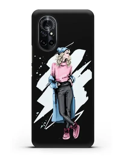 Чехол Девушка блондинка в уггах и пальто силиконовый для Huawei Nova 8