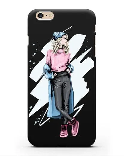 Чехол Девушка блондинка в уггах и пальто силиконовый для iPhone 6s Plus