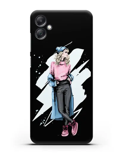 Чехол Девушка блондинка в уггах и пальто силиконовый для Samsung Galaxy A05 [SM-A055]