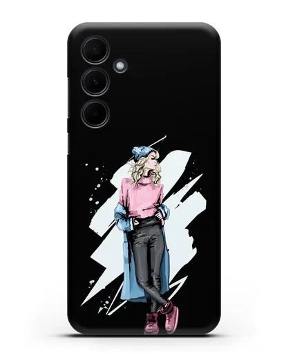 Чехол Девушка блондинка в уггах и пальто силиконовый для Samsung Galaxy A55 [SM-A556]