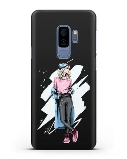 Чехол Девушка блондинка в уггах и пальто силиконовый для Samsung Galaxy S9 Plus [SM-G965F]