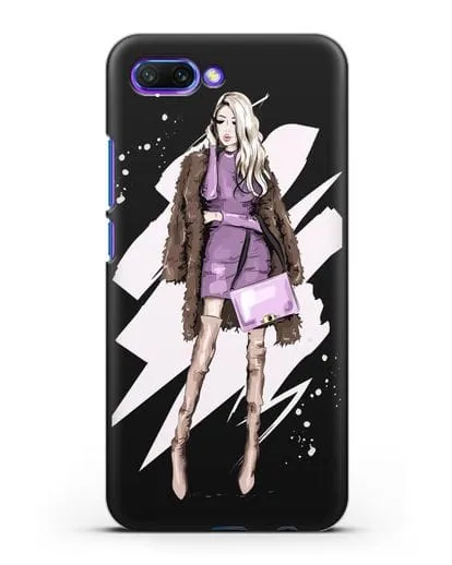 Чехол Девушка блондинка в шубе силиконовый для Honor 10