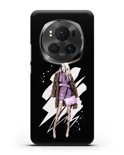 Чехол Девушка блондинка в шубе силиконовый для Honor Magic 6 Pro