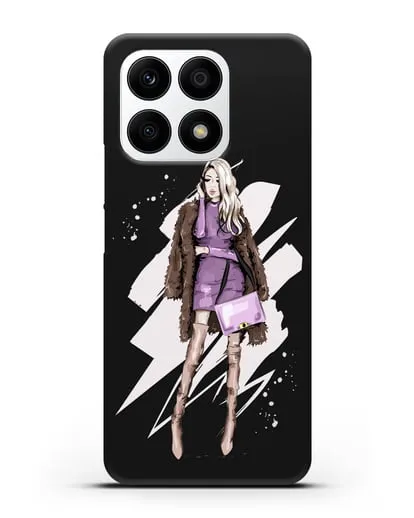 Чехол Девушка блондинка в шубе силиконовый для Honor X8a