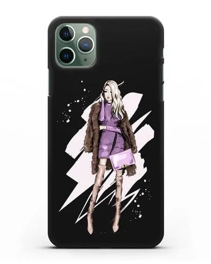 Чехол Девушка блондинка в шубе силиконовый для iPhone 11 Pro Max