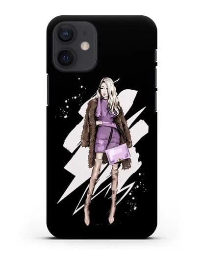 Чехол Девушка блондинка в шубе силиконовый для iPhone 12 mini