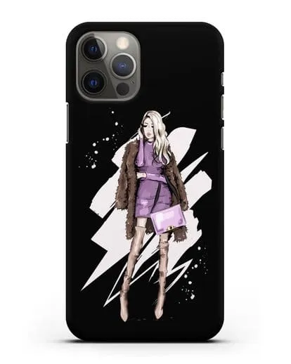 Чехол Девушка блондинка в шубе силиконовый для iPhone 12 Pro