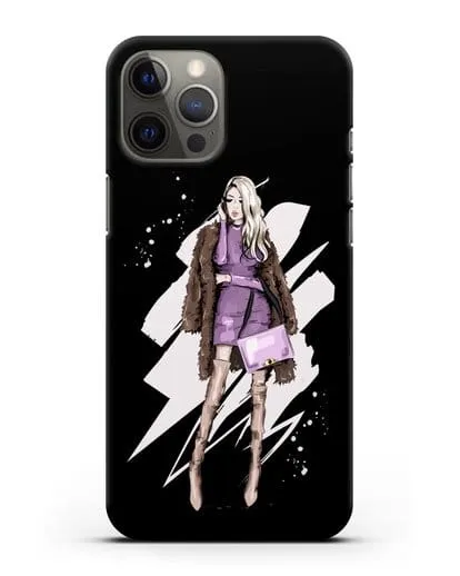 Чехол Девушка блондинка в шубе силиконовый для iPhone 12 Pro Max