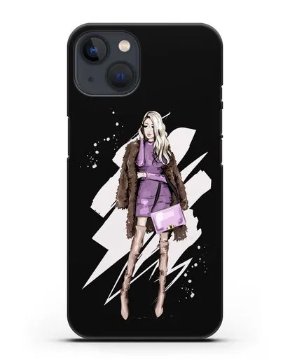 Чехол Девушка блондинка в шубе силиконовый для iPhone 13 Mini