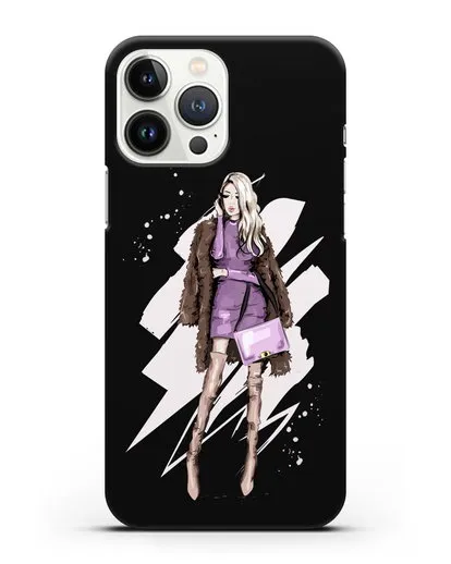 Чехол Девушка блондинка в шубе силиконовый для iPhone 13 Pro Max