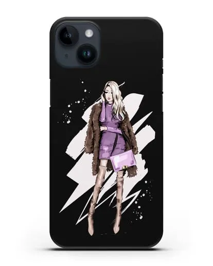 Чехол Девушка блондинка в шубе силиконовый для iPhone 14 Plus