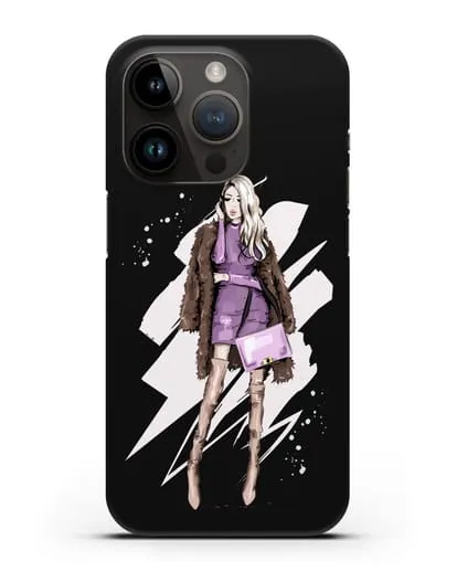 Чехол Девушка блондинка в шубе силиконовый для iPhone 14 Pro