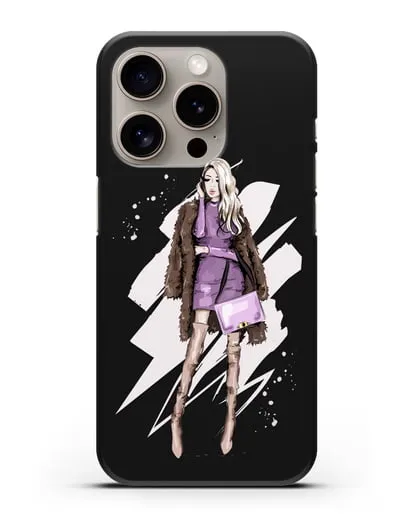 Чехол Девушка блондинка в шубе силиконовый для iPhone 15 Pro