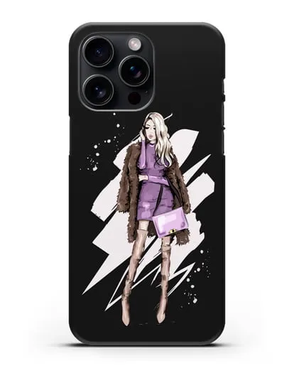 Чехол Девушка блондинка в шубе силиконовый для iPhone 15 Pro Max