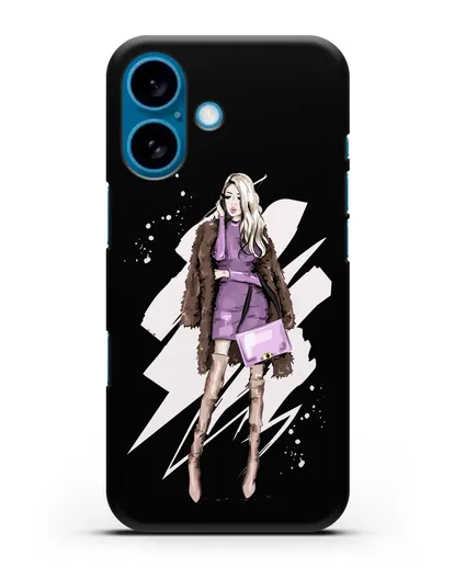 Чехол Девушка блондинка в шубе силиконовый для iPhone 16