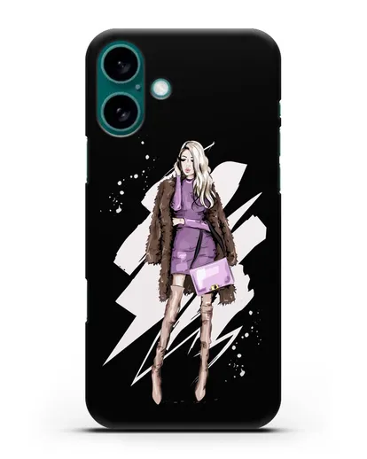 Чехол Девушка блондинка в шубе силиконовый для iPhone 16 Plus