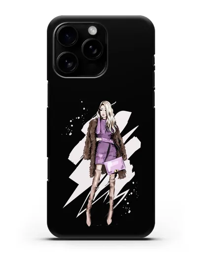 Чехол Девушка блондинка в шубе силиконовый для iPhone 16 Pro Max