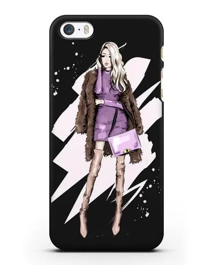 Чехол Девушка блондинка в шубе силиконовый для iPhone 5/5s/SE