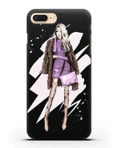 Чехол Девушка блондинка в шубе силиконовый для iPhone 7 Plus