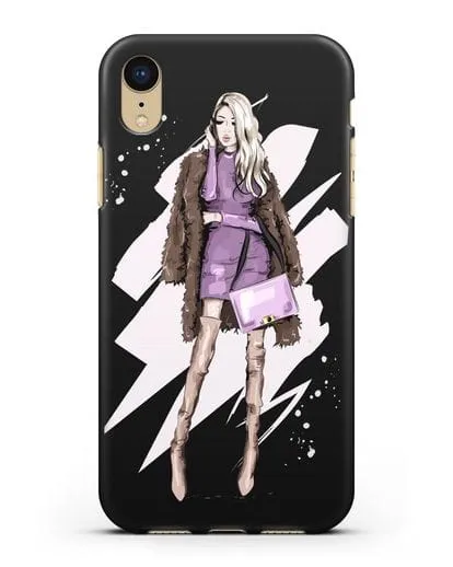 Чехол Девушка блондинка в шубе силиконовый для iPhone XR