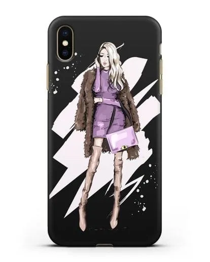 Чехол Девушка блондинка в шубе силиконовый для iPhone XS Max