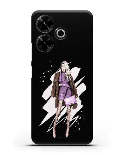 Чехол Девушка блондинка в шубе силиконовый для Xiaomi Poco M6