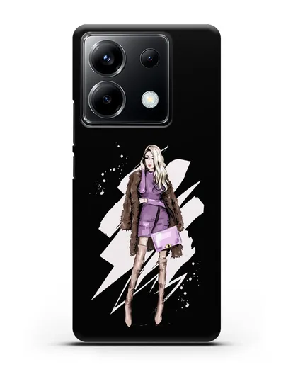 Чехол Девушка блондинка в шубе силиконовый для Xiaomi Poco X6