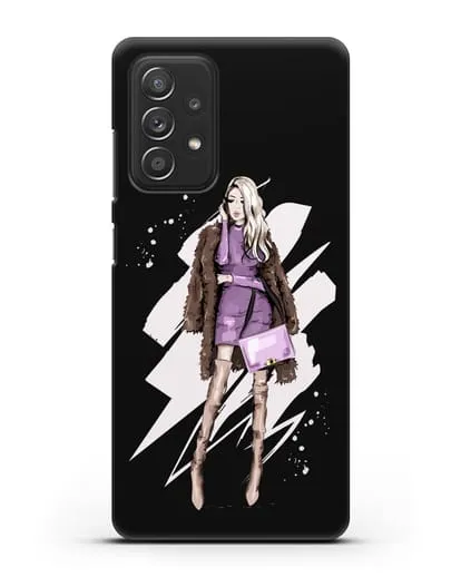 Чехол Девушка блондинка в шубе силиконовый для Samsung Galaxy A53