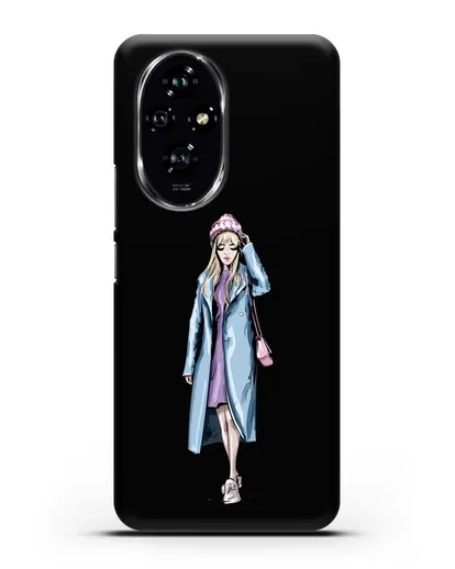 Чехол Девушка блондинка в голубом пальто силиконовый для Honor 200