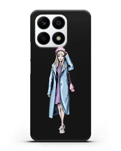 Чехол Девушка блондинка в голубом пальто силиконовый для Honor X8a