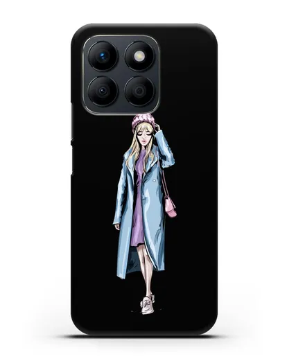 Чехол Девушка блондинка в голубом пальто силиконовый для Honor X8b