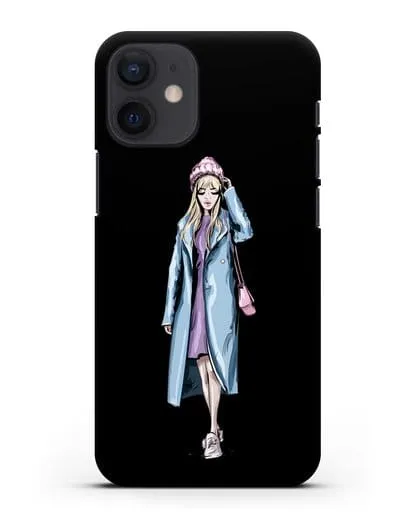 Чехол Девушка блондинка в голубом пальто силиконовый для iPhone 12 mini