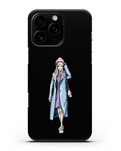 Чехол Девушка блондинка в голубом пальто силиконовый для iPhone 16 Pro Max