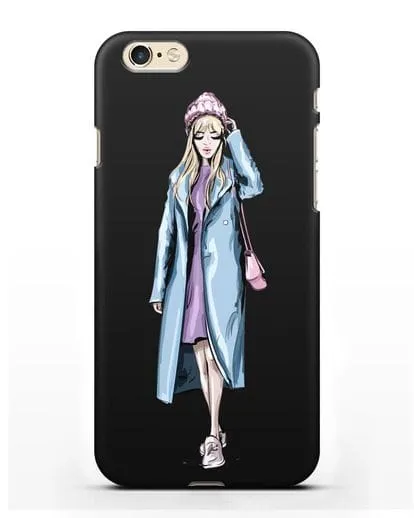 Чехол Девушка блондинка в голубом пальто силиконовый для iPhone 6