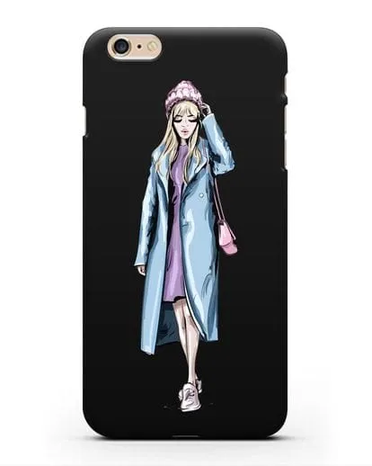 Чехол Девушка блондинка в голубом пальто силиконовый для iPhone 6s Plus