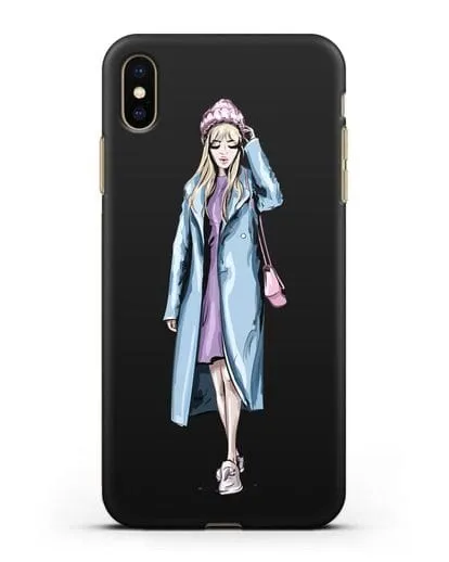 Чехол Девушка блондинка в голубом пальто силиконовый для iPhone XS Max