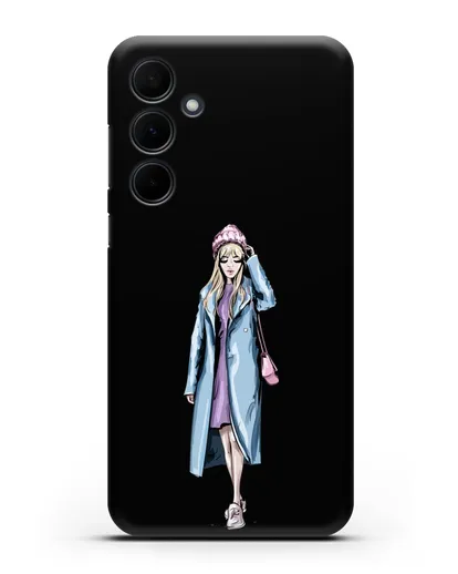 Чехол Девушка блондинка в голубом пальто силиконовый для Samsung Galaxy A55 [SM-A556]