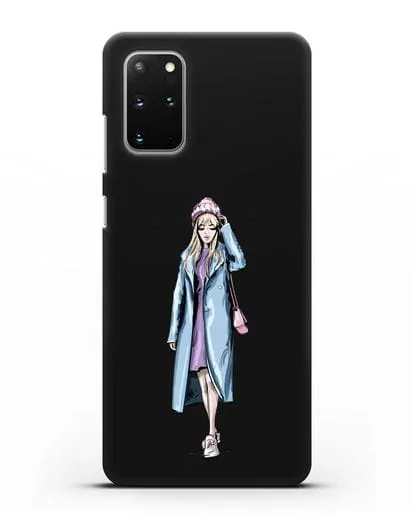 Чехол Девушка блондинка в голубом пальто силиконовый для Samsung Galaxy S20 Plus [SM-G985F]