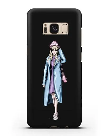 Чехол Девушка блондинка в голубом пальто силиконовый для Samsung Galaxy S8 Plus [SM-G955F]
