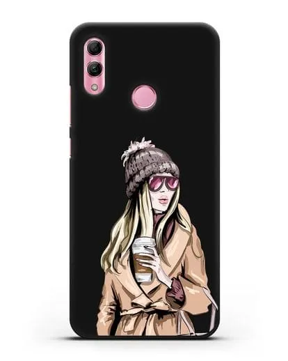 Чехол Девушка блондинка в пальто и кофе в руках силиконовый для Honor 10 Lite