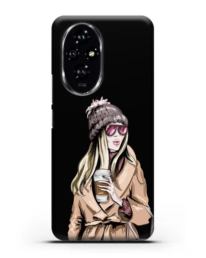 Чехол Девушка блондинка в пальто и кофе в руках силиконовый для Honor 200