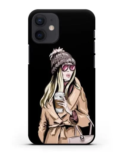 Чехол Девушка блондинка в пальто и кофе в руках силиконовый для iPhone 12 mini