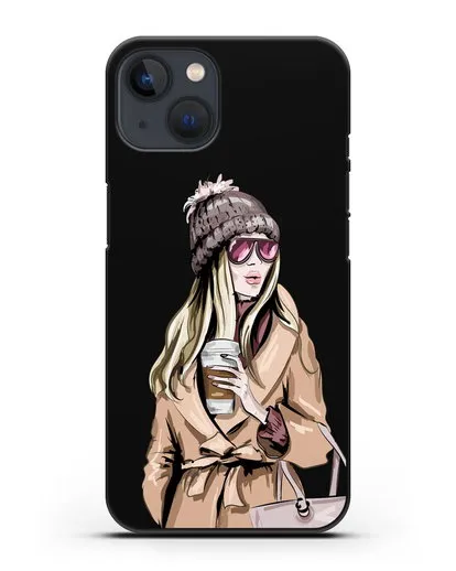 Чехол Девушка блондинка в пальто и кофе в руках силиконовый для iPhone 13 Mini